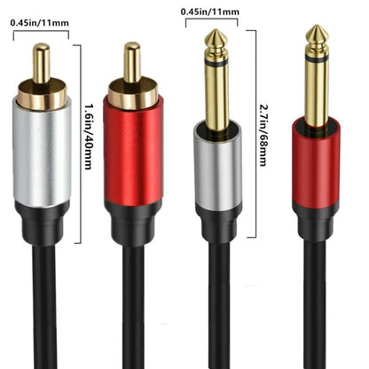 3m Dual 1 / 4 inch TS to Dual RCA Stereo Audio Cable 2x 6.35mm TS to RCA Male Adapter Wire