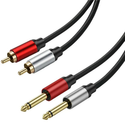 1m Dual 1 / 4 inch TS to Dual RCA Stereo Audio Cable 2x 6.35mm TS to RCA Male Adapter Wire
