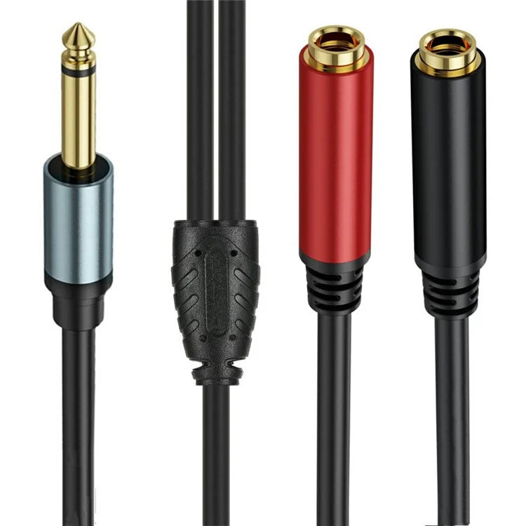 5m 1 / 4 Inch TS Mono Splitter Y Cable 6.35mm Mono Male Plug to Dual 1 / 4 Inch 6.35mm Female Jack Wire