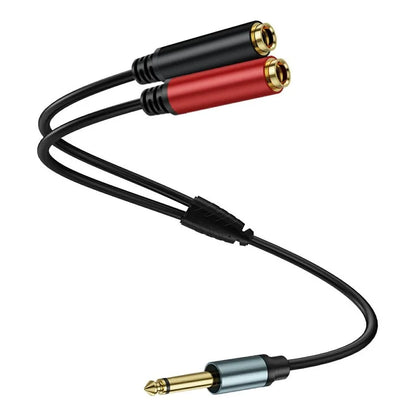 5m 1 / 4 Inch TS Mono Splitter Y Cable 6.35mm Mono Male Plug to Dual 1 / 4 Inch 6.35mm Female Jack Wire