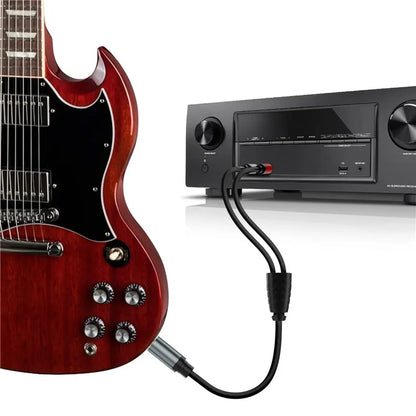 3m 1 / 4 Inch TS Mono Splitter Y Cable 6.35mm Mono Male Plug to Dual 1 / 4 Inch 6.35mm Female Jack Wire