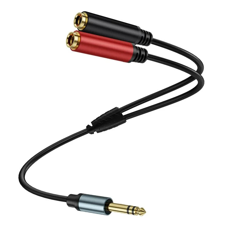 2m 1 / 4 Inch TRS Stereo Splitter Y Cable 6.35mm Stereo Male Plug to Dual 6.35mm Female Jack Wire
