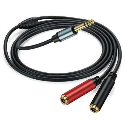 1m 1 / 4 Inch TRS Stereo Splitter Y Cable 6.35mm Stereo Male Plug to Dual 6.35mm Female Jack Wire