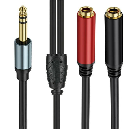 1m 1 / 4 Inch TRS Stereo Splitter Y Cable 6.35mm Stereo Male Plug to Dual 6.35mm Female Jack Wire