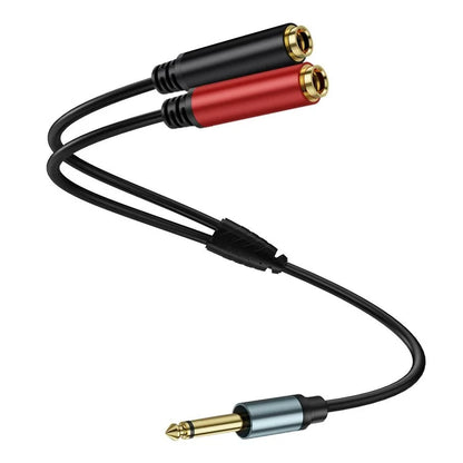 0.3m 1  /  4 Inch TS Mono Splitter Y Cable 6.35mm Mono Male Plug to Dual 1  /  4 Inch 6.35mm Female Jack Wire