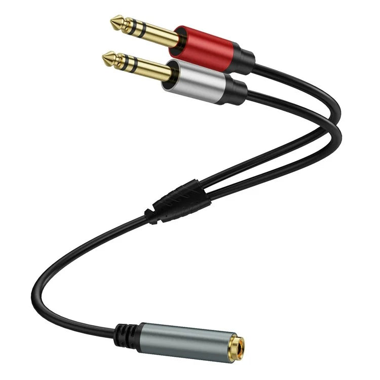 2m 6.35mm Female Jack to 2x 1 / 4 Inch Male Plug Stereo Audio Adapter Speaker Y Splitter Cable