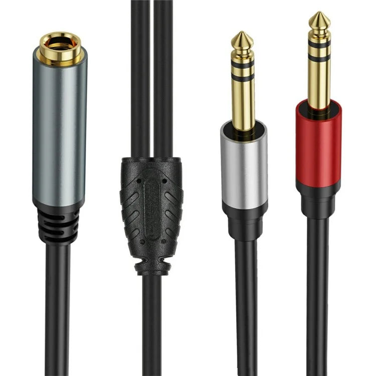 1m 6.35mm Female Jack to 2x 1 / 4 Inch Male Plug Stereo Audio Adapter Speaker Y Splitter Cable