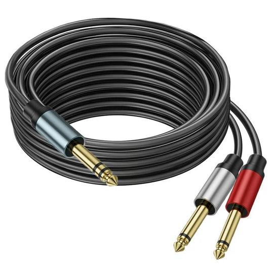 5m 1 / 4 Inch TRS Stereo Y-Splitter Cord 6.35mm Male Jack to Dual 6.35mm Male TS Mono Audio Cable