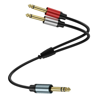 1m 1 / 4 Inch TRS Stereo Y-Splitter Cord 6.35mm Male Jack to Dual 6.35mm Male TS Mono Audio Cable