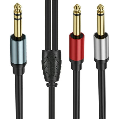 2m 1 / 4 Inch TRS Stereo Y-Splitter Cord 6.35mm Male Jack to Dual 6.35mm Male TS Mono Audio Cable