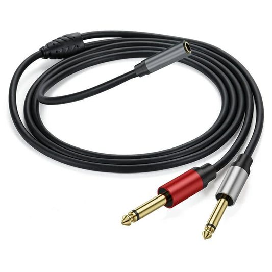 1m 6.35mm Stereo Female TRS to Dual 1 / 4 Inch Male Mono Y Splitter Breakout Cable Patch Cord
