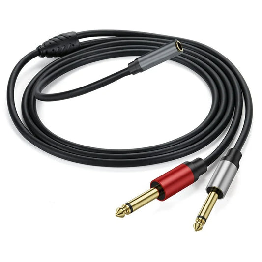 2m 6.35mm Stereo Female TRS to Dual 1 / 4 Inch Male Mono Y Splitter Breakout Cable Patch Cord
