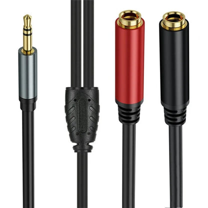 1m 3.5mm Male Stereo TRS to Two 6.35mm 1 / 4 Inch TS Female Stereo Breakout Cable Y Splitter Cable
