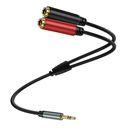 1m 3.5mm Male Stereo TRS to Two 6.35mm 1 / 4 Inch TS Female Stereo Breakout Cable Y Splitter Cable