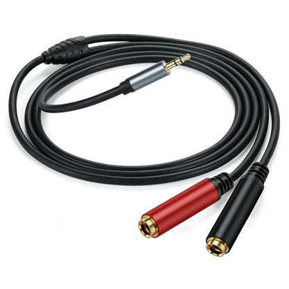 2m 3.5mm Male Stereo TRS to Two 6.35mm 1 / 4 Inch TS Female Stereo Breakout Cable Y Splitter Cable