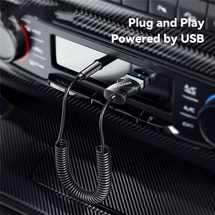 ESSAGER Bluetooth Adapter Spring Cable 3.5mm Jack Audio Receiver