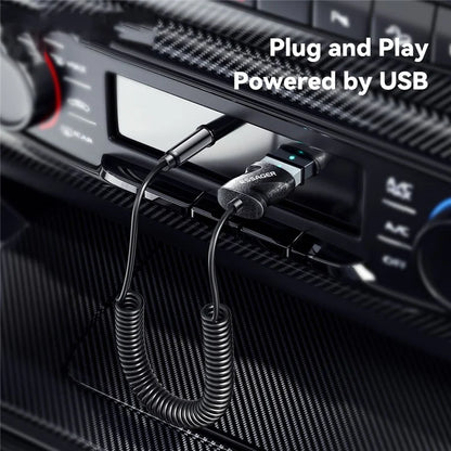 ESSAGER Bluetooth Adapter Spring Cable 3.5mm Jack Audio Receiver