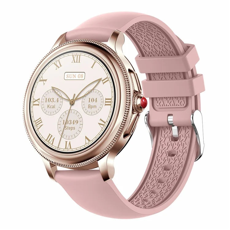 CF96 Women 1.2" Round Screen Bluetooth Call Smart Watch Physiological Cycle Heart Rate Monitor Health Bracelet with 2 Straps