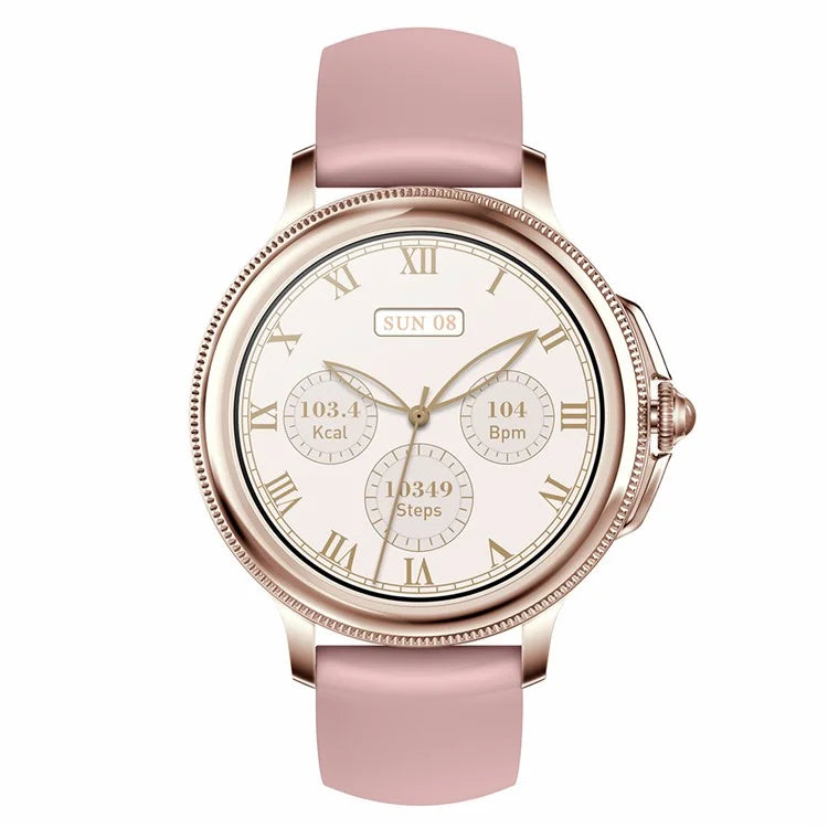 CF96 Women 1.2" Round Screen Bluetooth Call Smart Watch Physiological Cycle Heart Rate Monitor Health Bracelet with 2 Straps