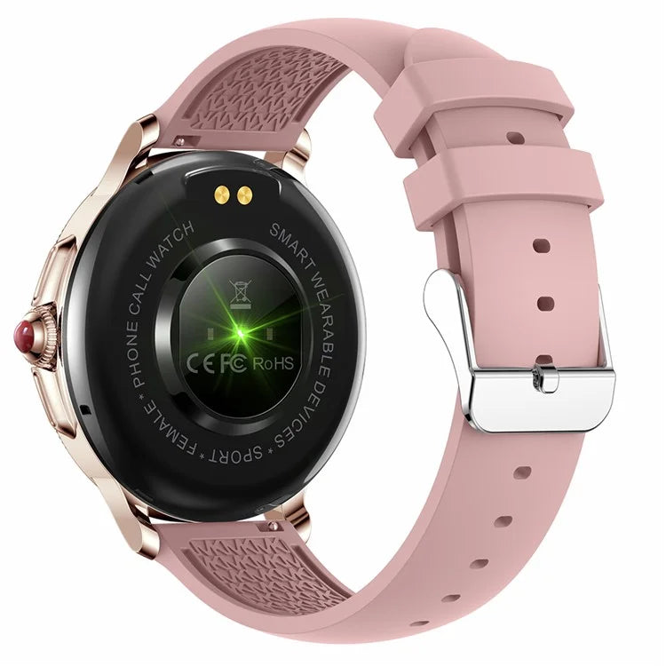 CF96 Women 1.2" Round Screen Bluetooth Call Smart Watch Physiological Cycle Heart Rate Monitor Health Bracelet with 2 Straps