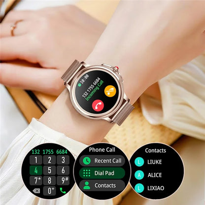 CF96 Women 1.2" Round Screen Bluetooth Call Smart Watch Physiological Cycle Heart Rate Monitor Health Bracelet with 2 Straps