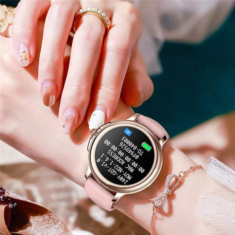 CF96 Women 1.2" Round Screen Bluetooth Call Smart Watch Physiological Cycle Heart Rate Monitor Health Bracelet with 2 Straps