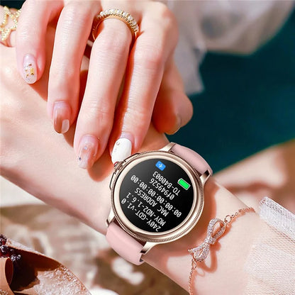 CF96 Women 1.2" Round Screen Bluetooth Call Smart Watch Physiological Cycle Heart Rate Monitor Health Bracelet with 2 Straps