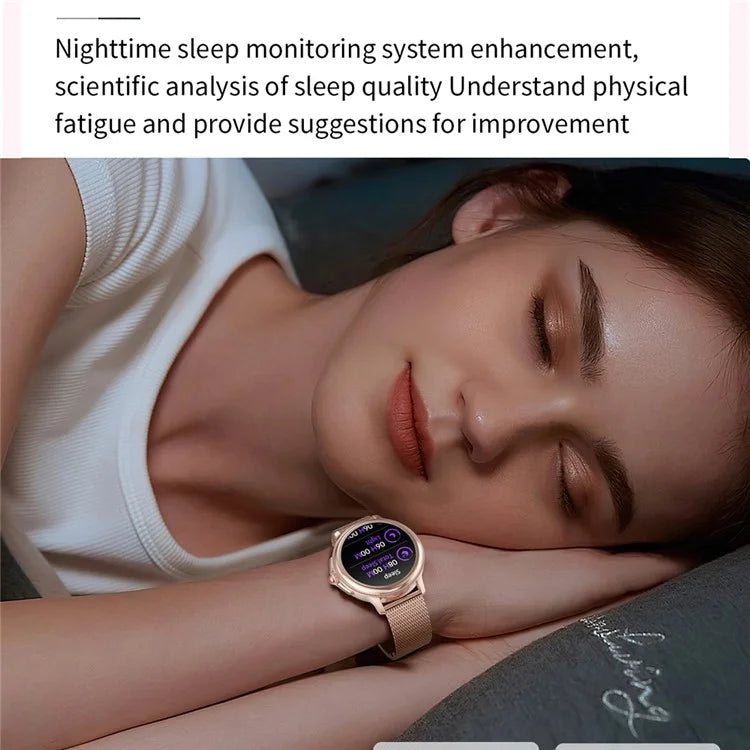 CF96 Women 1.2" Round Screen Bluetooth Call Smart Watch Physiological Cycle Heart Rate Monitor Health Bracelet with 2 Straps