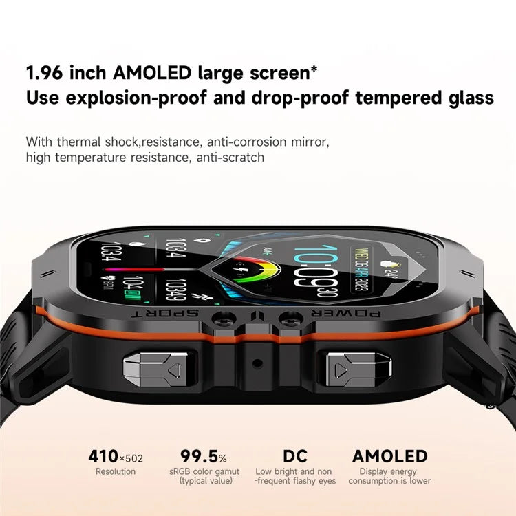 C26 1.96-Inch AMOLED Screen Bluetooth Phone Call Watch Health Monitor Multiple Sports Modes Smart Bracelet