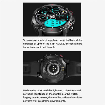 HK87 Smart Watch Support Bluetooth Call 1.43-Inch AMOLED Screen Intelligent Sleeping Status Monitor Watch