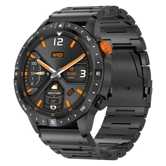 AK57 Waterproof Fitness Bracelet Health Monitor Bluetooth Call Smart Watch, Steel Strap