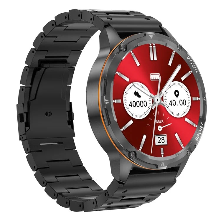 AK59 1.43-inch AMOLED Screen Sports Wristband Heart Rate Blood Oxygen Monitor Smart Watch, Steel Strap