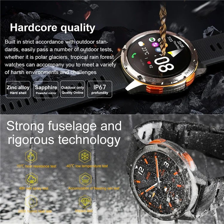 AK59 1.43-inch AMOLED Screen Sports Wristband Heart Rate Blood Oxygen Monitor Smart Watch, Steel Strap