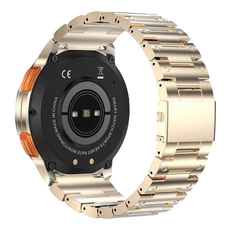 AK59 1.43-inch AMOLED Screen Sports Wristband Heart Rate Blood Oxygen Monitor Smart Watch, Steel Strap