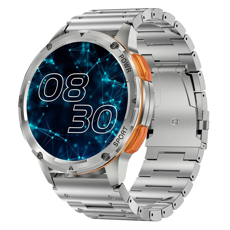 AK59 1.43-inch AMOLED Screen Sports Wristband Heart Rate Blood Oxygen Monitor Smart Watch, Steel Strap