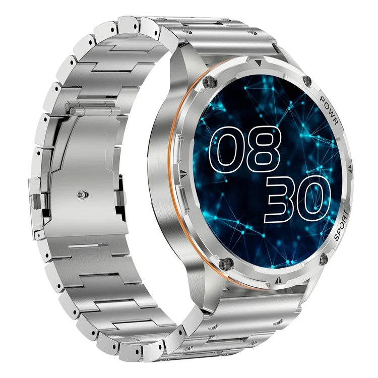 AK59 1.43-inch AMOLED Screen Sports Wristband Heart Rate Blood Oxygen Monitor Smart Watch, Steel Strap