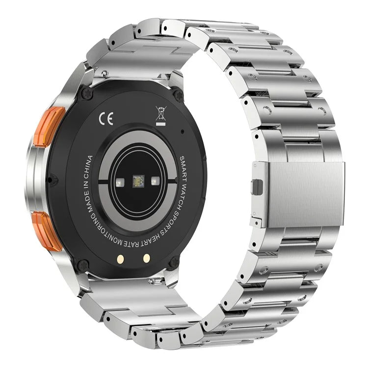 AK59 1.43-inch AMOLED Screen Sports Wristband Heart Rate Blood Oxygen Monitor Smart Watch, Steel Strap