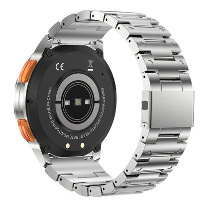 AK59 1.43-inch AMOLED Screen Sports Wristband Heart Rate Blood Oxygen Monitor Smart Watch, Steel Strap