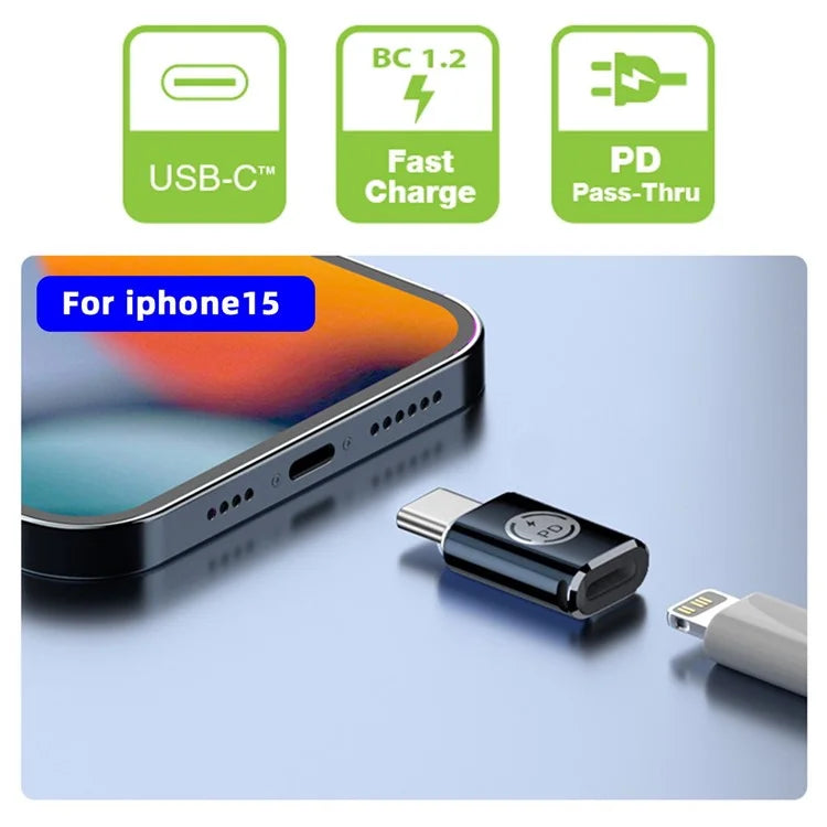 U2-058-LT019 480Mbps USB-C Male to iP Female Converter High Speed Adapter for iPhone Type-C Devices