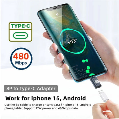 U2-058-LT019 480Mbps USB-C Male to iP Female Converter High Speed Adapter for iPhone Type-C Devices