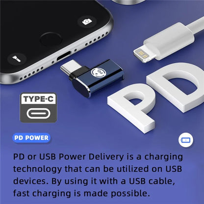 U2-058-LT017 Angled Design USB-C Male to 8Pin Female Converter 480Mbps Data Adapter for iPhone Type-C Tablet