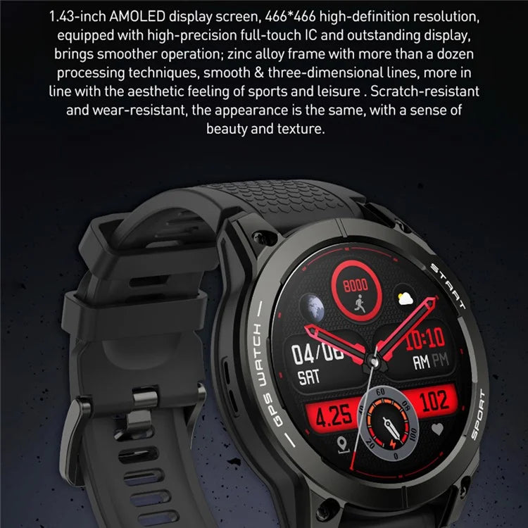 S53 Smart Watch 1.43" AMOLED Round Screen GPS Tracking Health Monitor Fitness Tracker