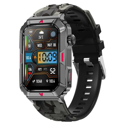 CF26 Smart Watch Health Monitor Fitness Bracelet Support Bluetooth Call, Camouflage Silicone Strap