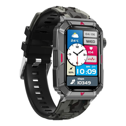 CF26 Smart Watch Health Monitor Fitness Bracelet Support Bluetooth Call, Camouflage Silicone Strap