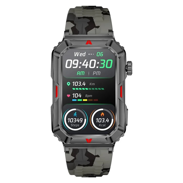 CF26 Smart Watch Health Monitor Fitness Bracelet Support Bluetooth Call, Camouflage Silicone Strap