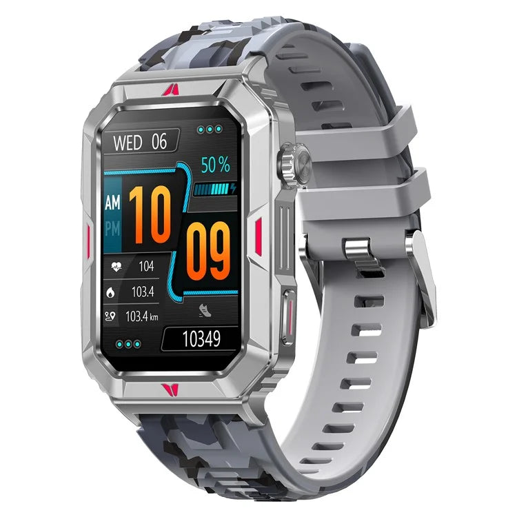 CF26 Smart Watch Health Monitor Fitness Bracelet Support Bluetooth Call, Camouflage Silicone Strap
