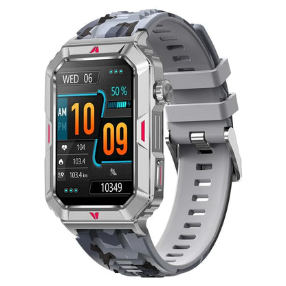 CF26 Smart Watch Health Monitor Fitness Bracelet Support Bluetooth Call, Camouflage Silicone Strap