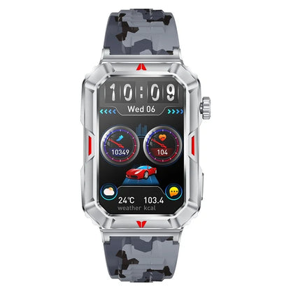 CF26 Smart Watch Health Monitor Fitness Bracelet Support Bluetooth Call, Camouflage Silicone Strap