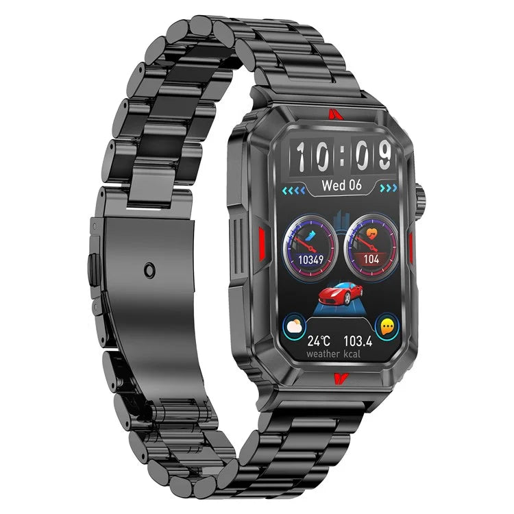 CF26 IP67 Waterproof 1.57-inch Smart Watch Health Monitor Sports Bracelet, Steel Strap