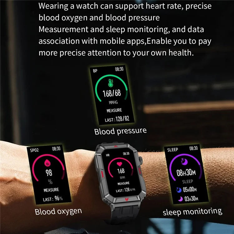 CF26 IP67 Waterproof 1.57-inch Smart Watch Health Monitor Sports Bracelet, Steel Strap